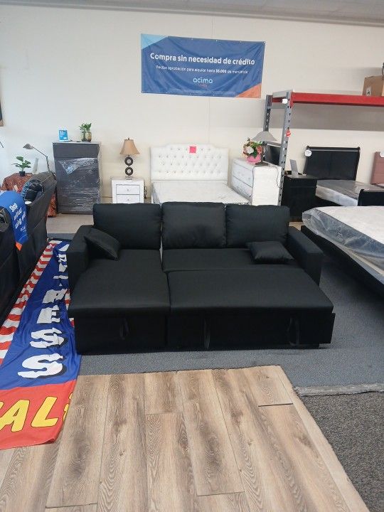 NEW BLACK SOFA SECCTIONAL WITH STORAGE