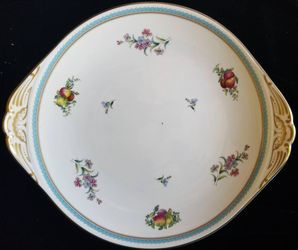 VINTAGE SPODE FINE CHINA TRAPNELL SPRAYS PATTERN HANDLED CAKE PLATE