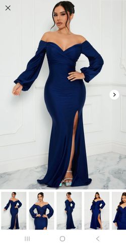 Off Shoulder Maxi Dress - Navy