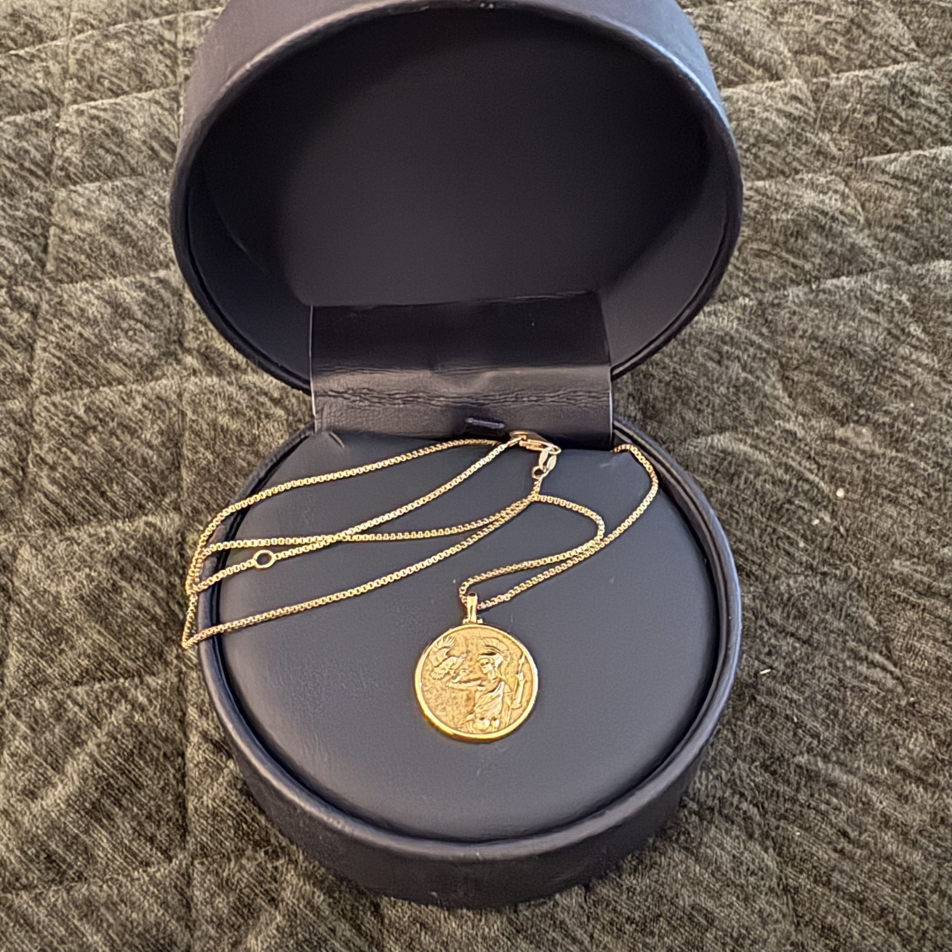 Greek Goddess Pendant Necklace Sterling W/Vermeil