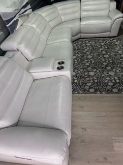 SECTIONAL GENUINE LEATHER RECLINER ELECTRIC WHITE COLOR ✅🚛DELIVERY SERVICE AVAILABLE ✅🚛