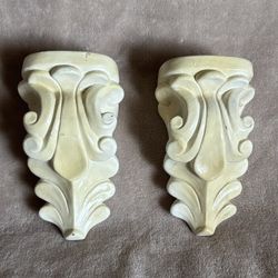 French Provisional Shabby Chic Canary Yellow White Rod Holders Sconces