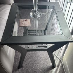 Glass gray coffee table with 2 end tables
