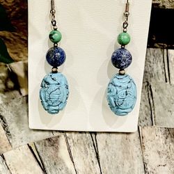 Turquoise and Lapis Lazuli Earrings