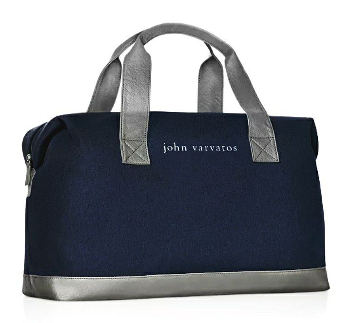 John Varvatos NWT Army Blue Royal Canvas Weekender -Duffle Bag - Travel Bag -  Work Bag Or Gym Bag 