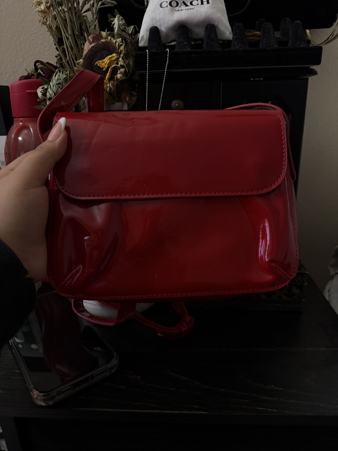 Beautiful Red Leathered Purse/ Bag