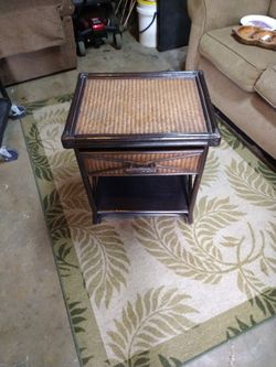 Wood And Rattan Side table