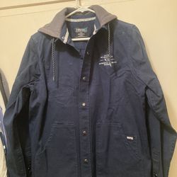 Hawk  men Jacket with hood navy blue size m