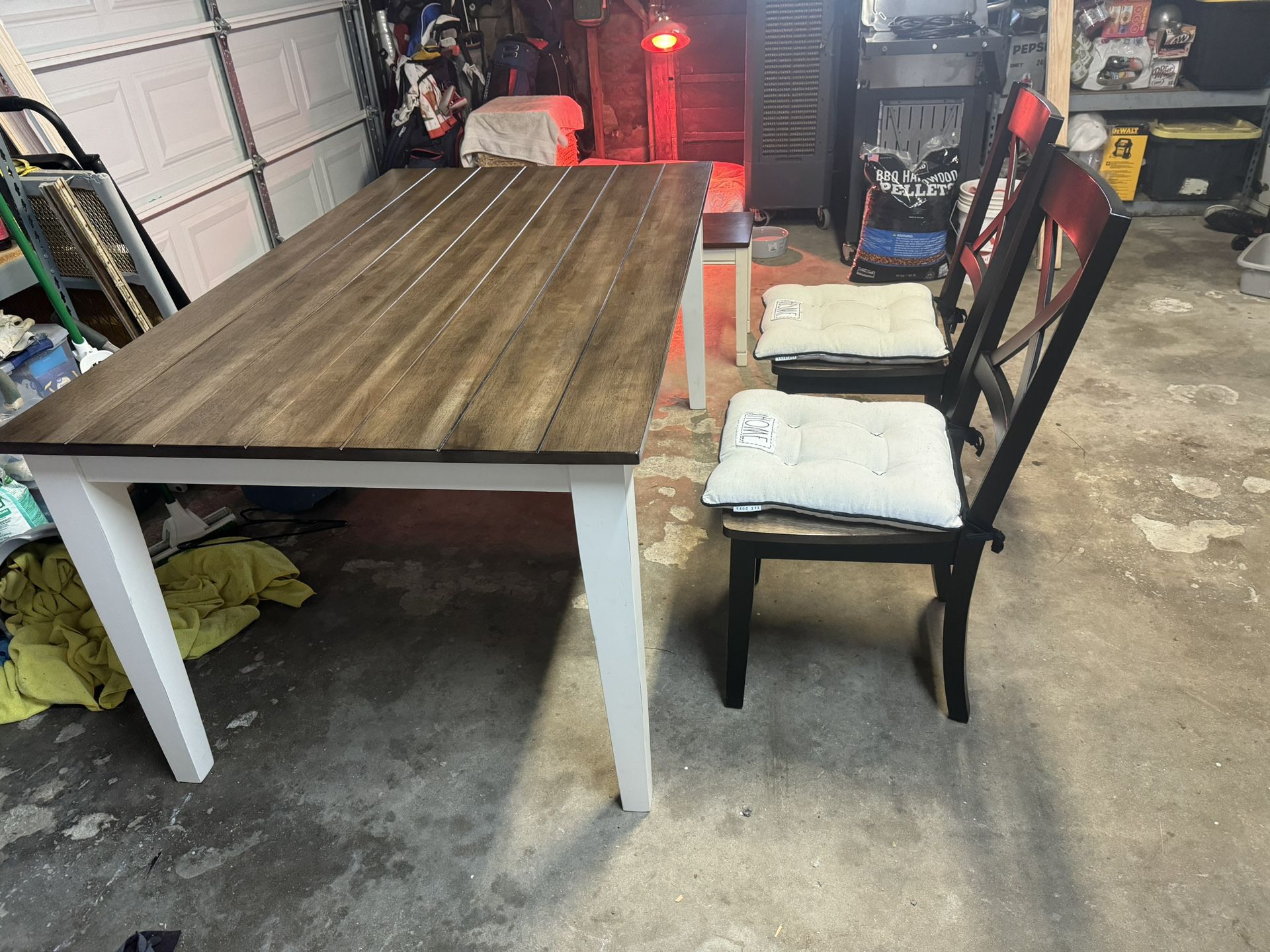 Custom Farmhouse Dining Table & Chairs W/ Bench