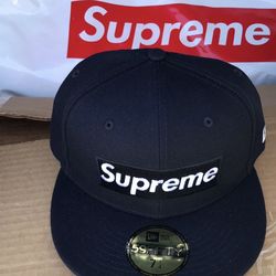 BRAND NEW SUPREME BOX LOGO NEW ERA HAT NAVY 7 1/4