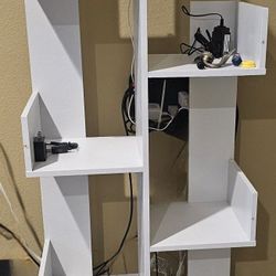 Costway 8 shelf bookcase modern tree decor white furniture