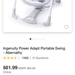 Ingenuity Portable Baby Swing.