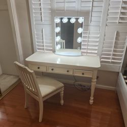 Vanity Mirror, Stand, Chair