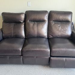 Leather Couch with 2 Electrical Reclining Seats