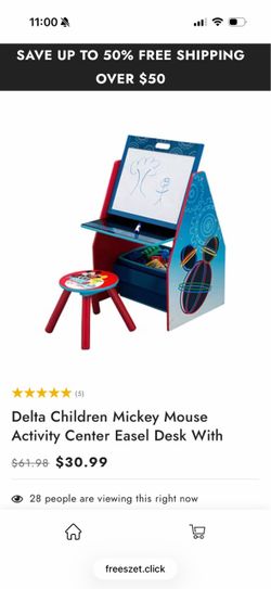 Delta Children Mickey Mouse Activity Center Easel Desk With chair