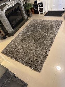 Like New GRAY Grey 5x7 SHAG accent area RUG