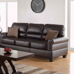 New Espresso Leather Couch / Free Delivery 