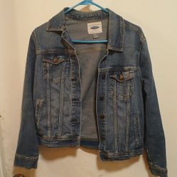 Old Navy SFL Women's Authentic Biker Medium Wash Button-up Denim Jacket (Size M)