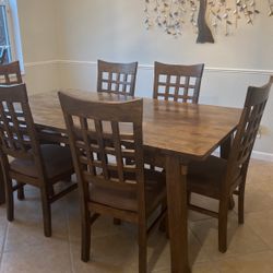 Wood Table With 6 Chairs 