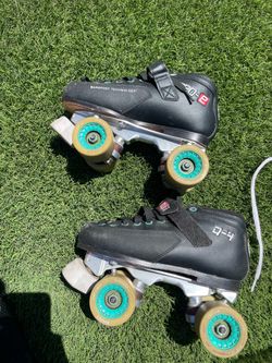 Roller derby pads, skates and wheel