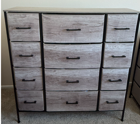 Sorbus 12 Drawer Dresser, Wood Top & Fabric Drawers for Bedroom, Greige Color