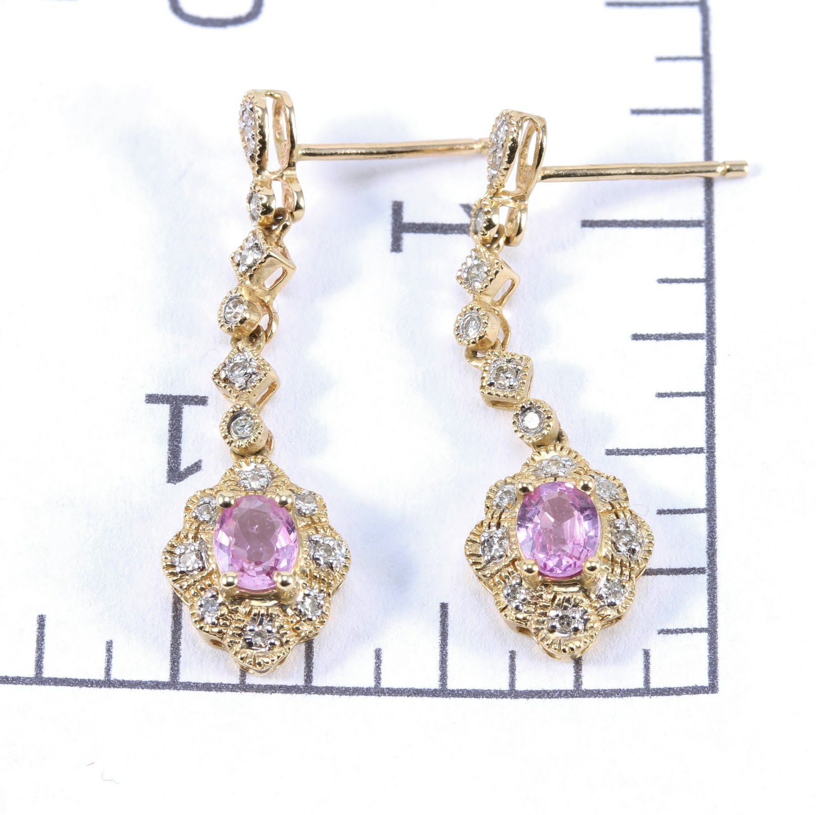 10kt Pink Sapphire and Diamond Earrings .68ctw sapp .18ctw Dia