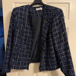  blue plaid blazer by Calvin Klein