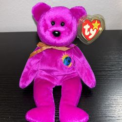 Set Of 2 Retired 1999 Ty Beanie Baby "Millennium" the Bear with Rare Tag Errors
