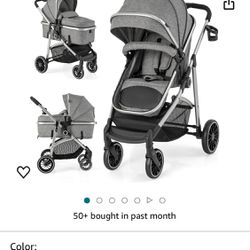 BABY JOY 2 in 1 Convertible Baby Stroller, High Landscape Baby Stroller w/Reversible Seat, Removable Footmuff, Adjustable Backrest & Canopy, Foldable 