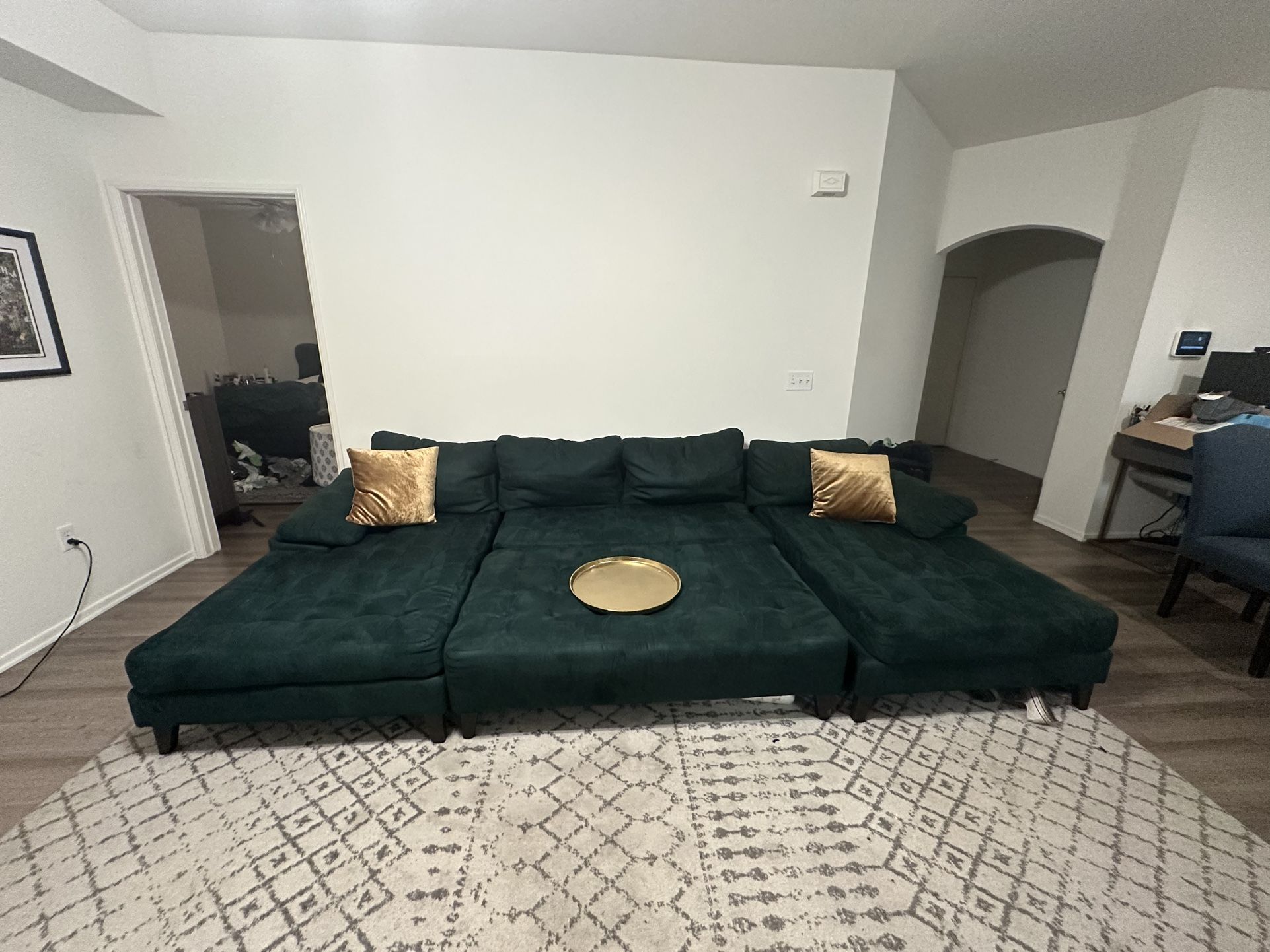 NEED GONE BY SUNDAY Dark Green Couch