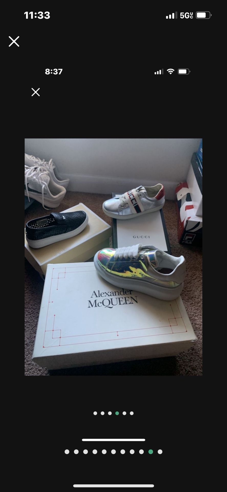 Kids..New condition Size 11-12.. Alexandra McQueen $160.00 $155.00  New Extra shoestring) Michael Kors $55) Gucci’s $165.00 All 3 $310.00👈🏽 &👇🏽