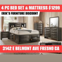 BED NIGHTSTAND DRESSER MIRROR MATTRESS 