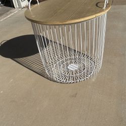 Storage Basket With Wood Top
