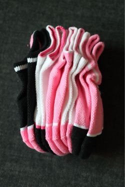 Pink, White, and Black Ankle Socks 5 pack
