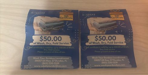 Wash Your Dundee laundromat gift certificate