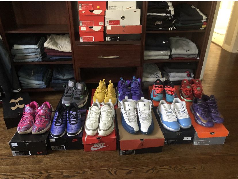 Jordan’s ,kd’s air max 11 to 12 are the sizes