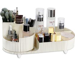 Brandnew Makeup Organiser Brush Holder, 360°Rotating Cosmetic Organisers with 9 Compartments, Multifunctional Skincare Storage Perfume Jewellery Box f