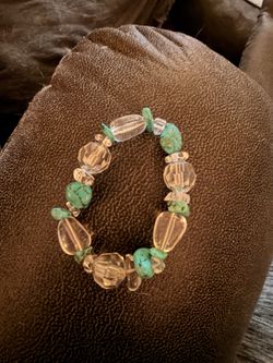 Clear and blue sea green stretchy bracelet