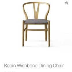 Arhaus Robin Wishbone Chairs (Natural wood, Cushing slate fabric)