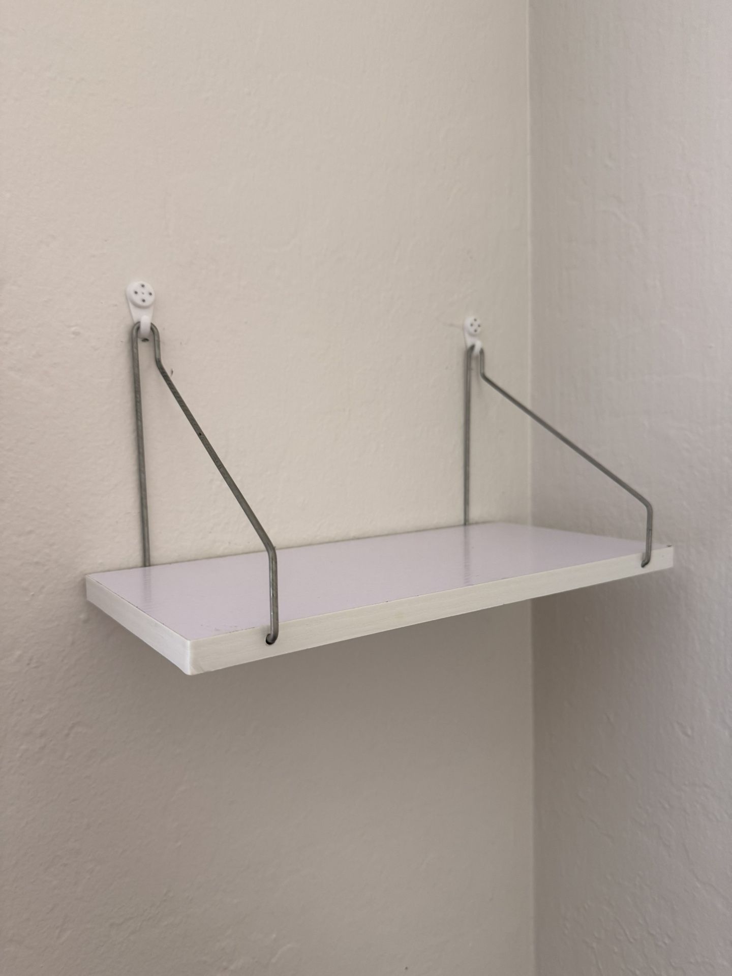 White Floating Shelves with Wire