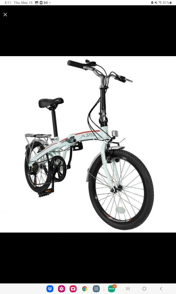 20" WHITE 7 SPEED FOLDING SHIMANO COMPACT COMMUTER BIKE