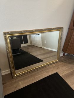 Carolina Mirror Company Rectangular Gold over Mantel Wall Mirror Beveled Glass