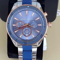 New Men's TwoTone Armani Exchange Big Face Watch 