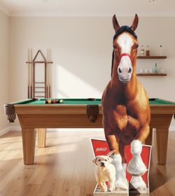 BUDWEISER 2014 Clydesdale Horse and Puppy Cardboard Cutout Store Display Extremely RARE Almost  6FT TALL!