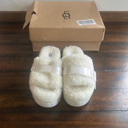 White Fury UGG Slip On 