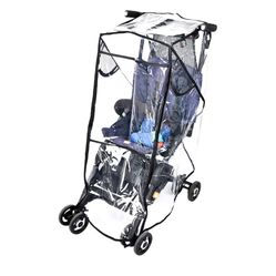 Stroller Rain Cover, Universal Black Clear Baby Travel Weather Shield for Outdoor Protection, Plastic Rain Stroller Cover for Winter Infant for Windpr