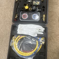 Lichamp AC Manifold Gauge Set – AGS-A402-00 HVAC R134a R22 R404a R410a Kit (New)