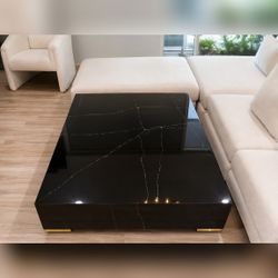 Modern Black Marble-Look Coffee Table – High Gloss Statement Table – Las Vegas, NV