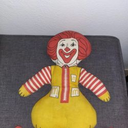 Vintage Ronald McDonald Clown Flat Plush Toy 16" McDonalds Stuffed Doll