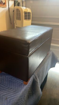 Dark Brown Faux Leather Storage Ottoman